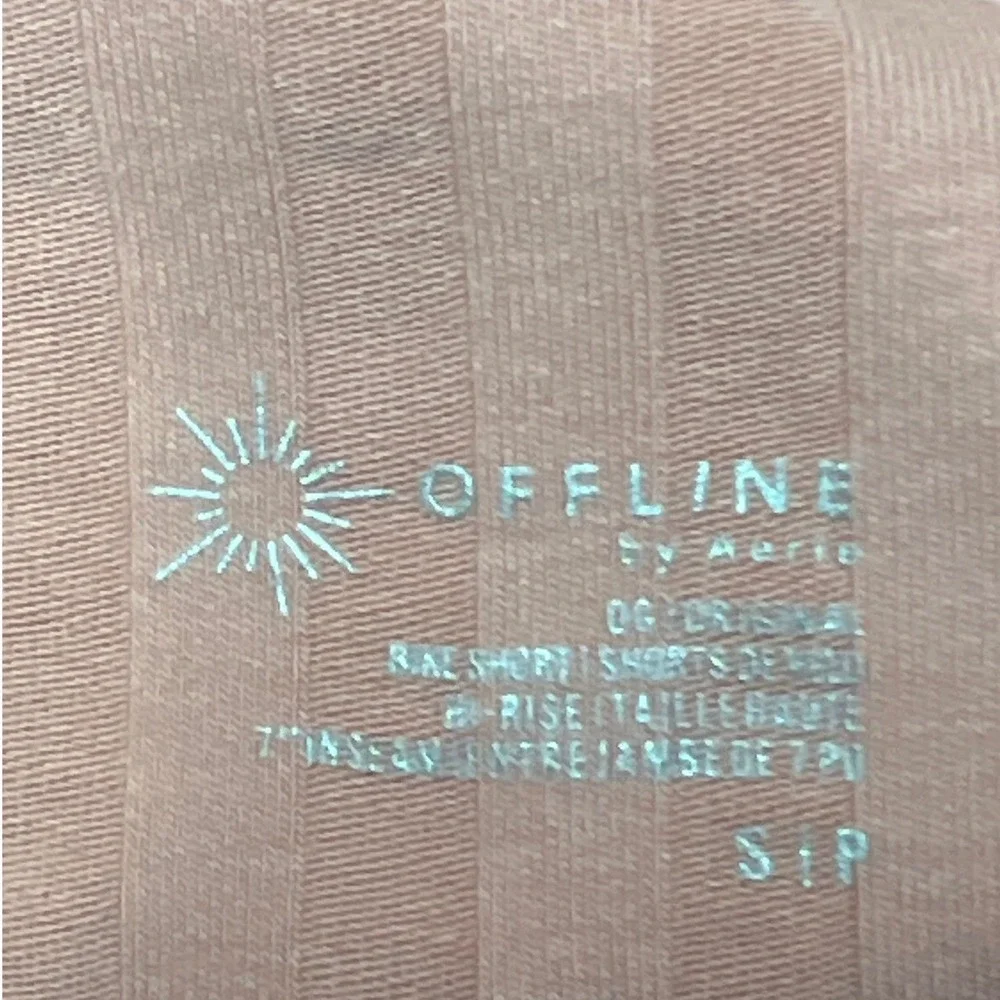 Aerie OFFLINE 2PC Set‎ S Mauve Ribbed Crop Top Biker Shorts Lettuce Athleisure